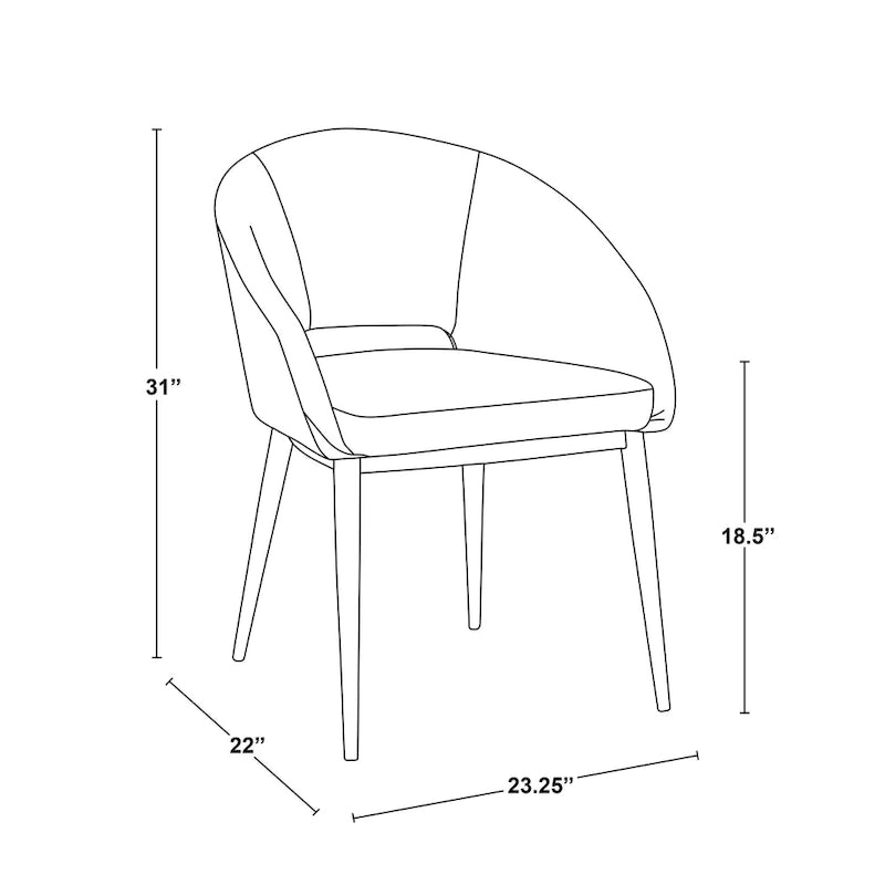 Chaise de salle à manger rembourrée avec pieds en métal cuivré