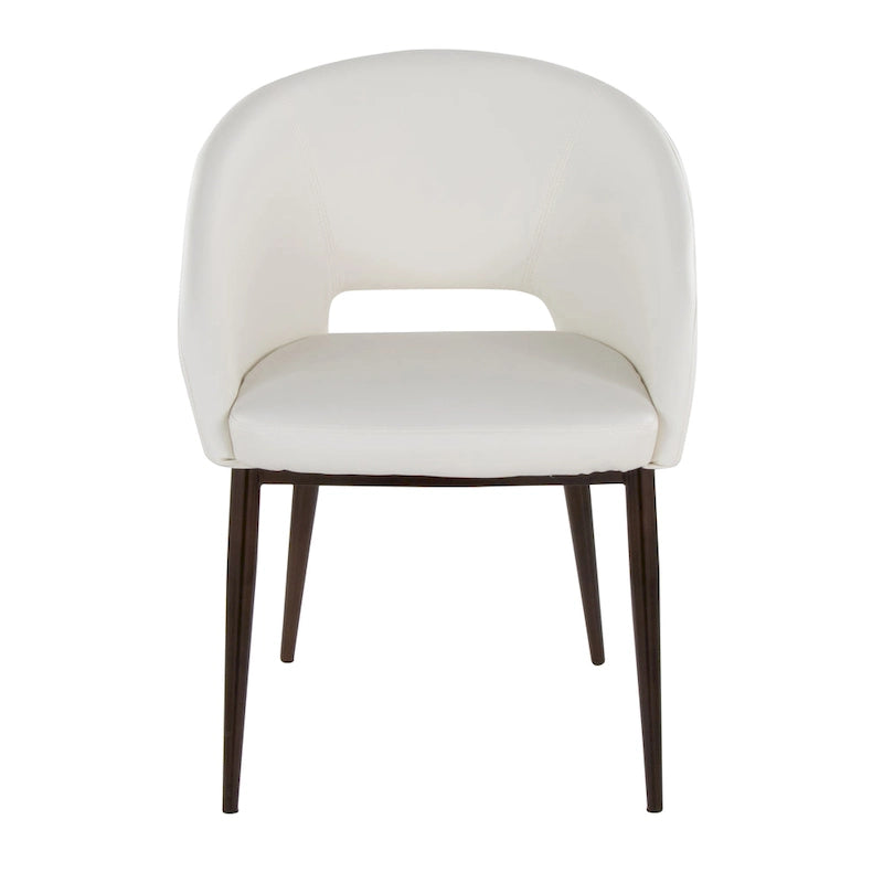 Chaise de salle à manger rembourrée avec pieds en métal cuivré