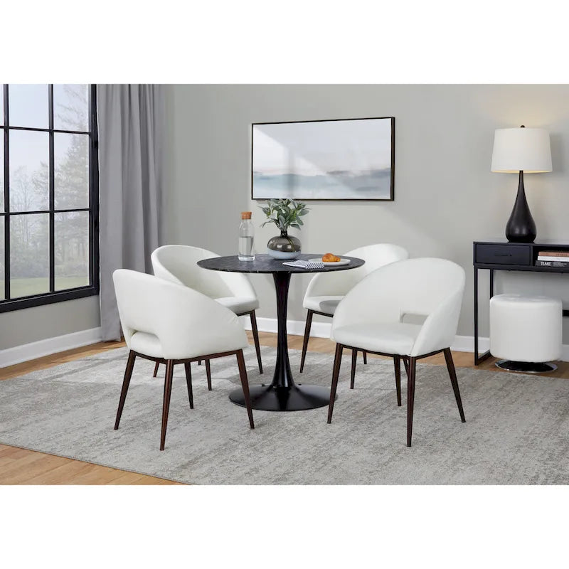 Chaise de salle à manger rembourrée avec pieds en métal cuivré