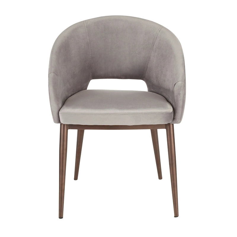 Chaise de salle à manger rembourrée avec pieds en métal cuivré