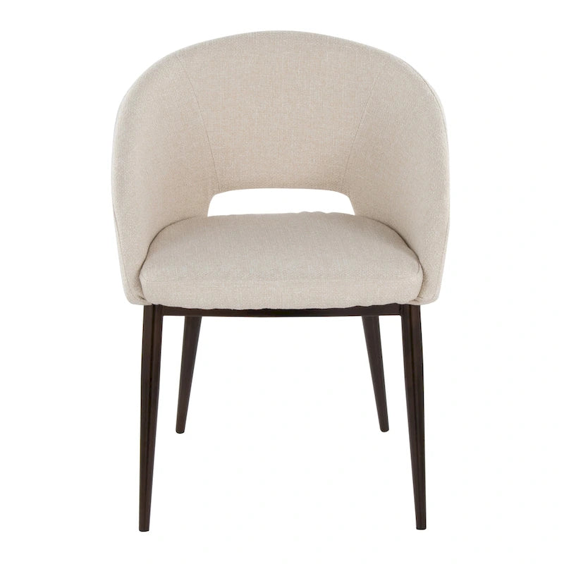 Chaise de salle à manger rembourrée avec pieds en métal cuivré