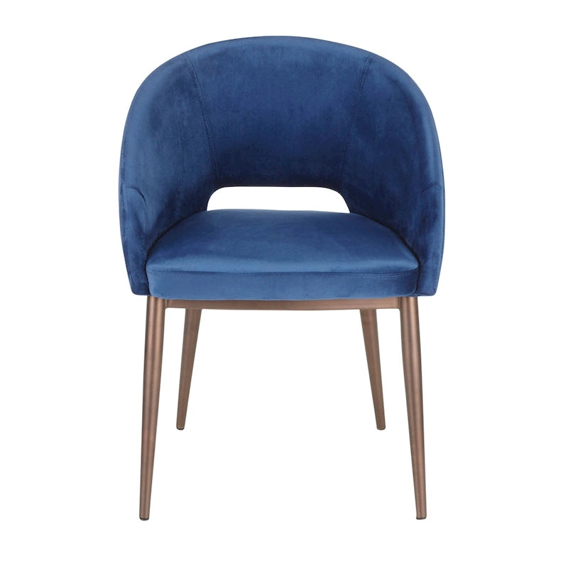 Chaise de salle à manger rembourrée avec pieds en métal cuivré