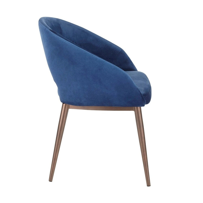 Chaise de salle à manger rembourrée avec pieds en métal cuivré
