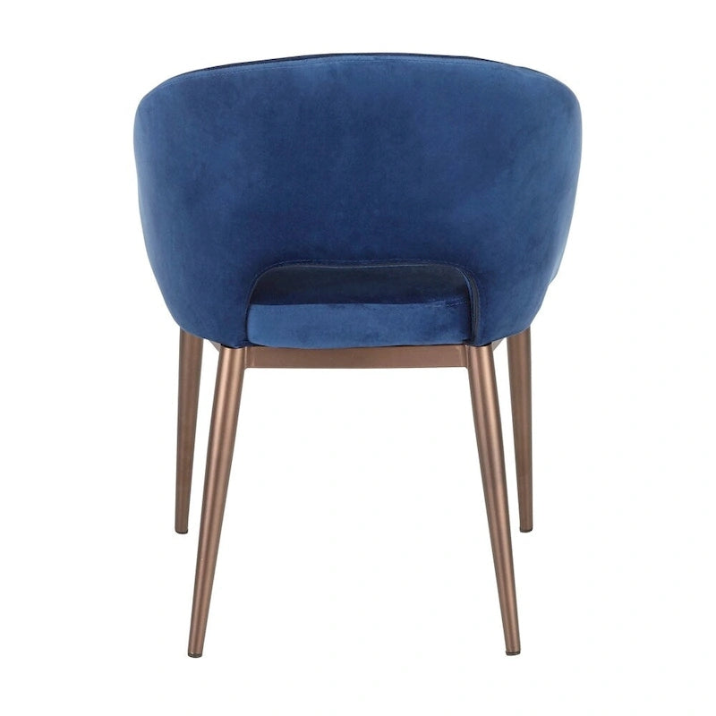 Chaise de salle à manger rembourrée avec pieds en métal cuivré