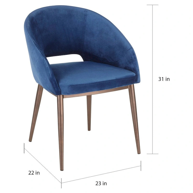 Chaise de salle à manger rembourrée avec pieds en métal cuivré