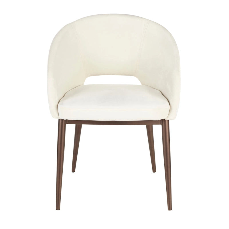 Chaise de salle à manger rembourrée avec pieds en métal cuivré