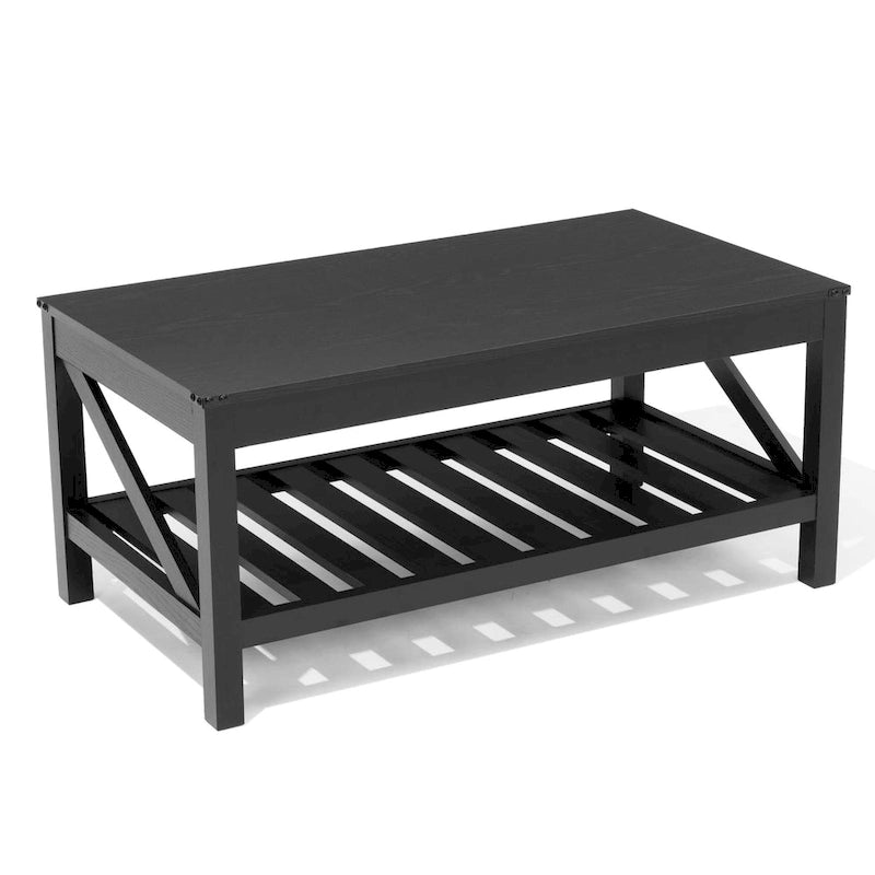 Table basse de salon avec étagère de rangement, table centrale pour canapé - 40.16 W x 22.05 D x 18.11 H