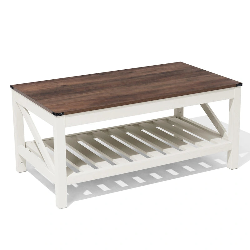 Table basse de salon avec étagère de rangement, table centrale pour canapé - 40.16 W x 22.05 D x 18.11 H