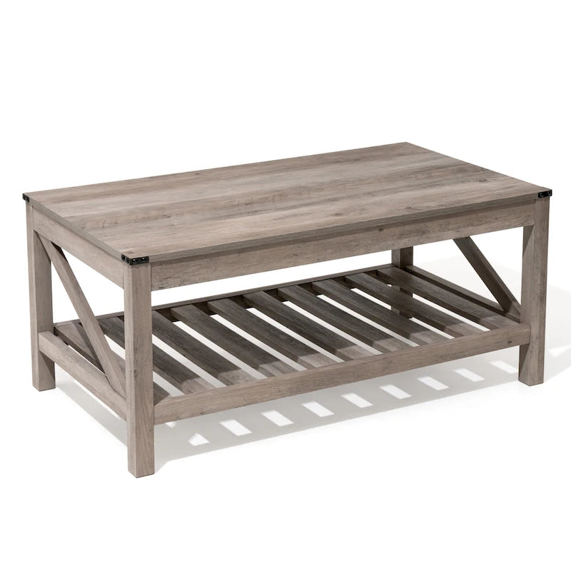 Table basse de salon avec étagère de rangement, table centrale pour canapé - 40.16 W x 22.05 D x 18.11 H