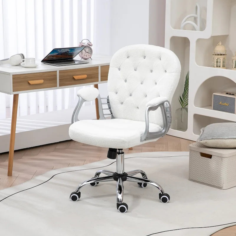 Chaise de bureau à dossier mi-haut, dossier capitonné, pivotante et roulante, avec accoudoirs réglables en hauteur