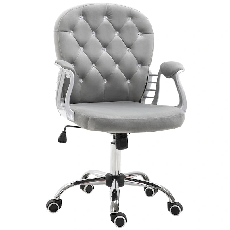 Chaise de bureau à dossier mi-haut, dossier capitonné, pivotante et roulante, avec accoudoirs réglables en hauteur
