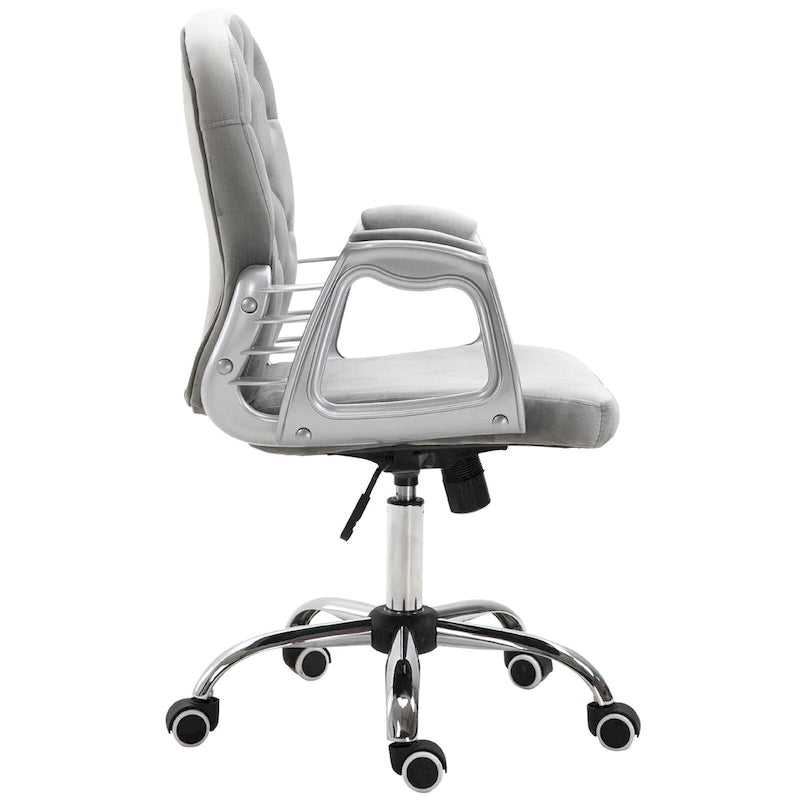 Chaise de bureau à dossier mi-haut, dossier capitonné, pivotante et roulante, avec accoudoirs réglables en hauteur