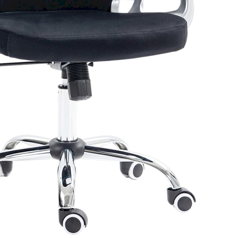Silla de oficina con respaldo medio para tocador, respaldo capitoné, giratoria, con ruedas, reposabrazos ajustables en altura