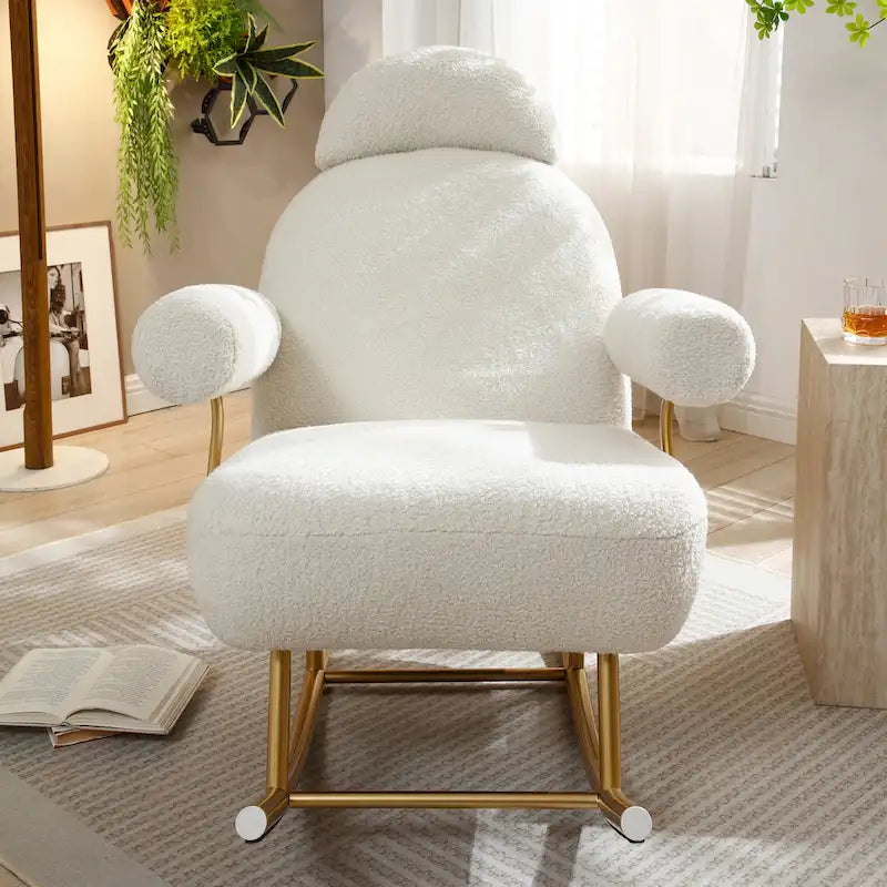 Fauteuil à bascule moderne en tissu sherpa pour chambre de bébé