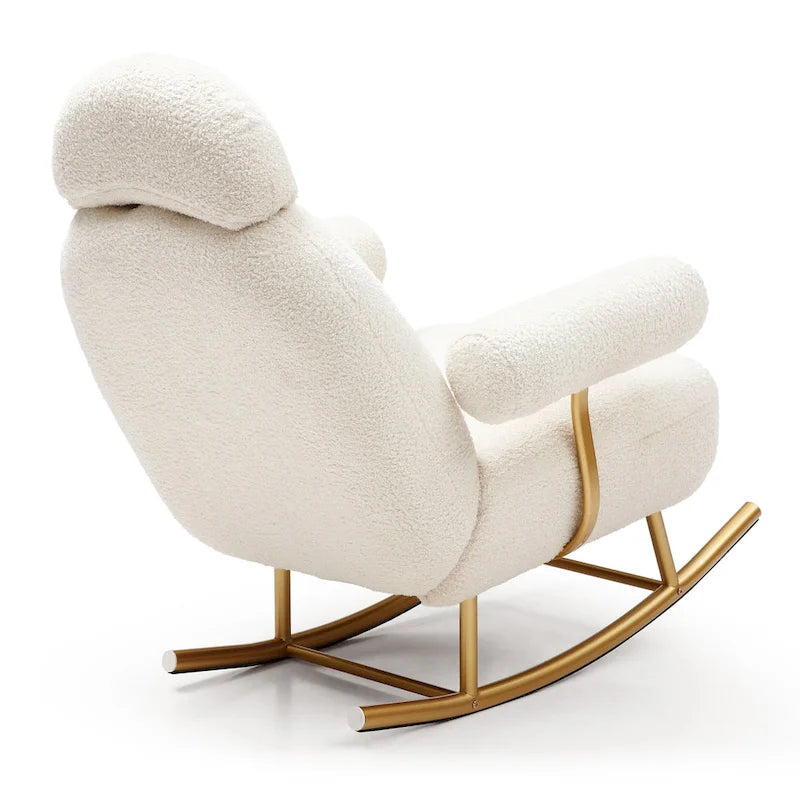 Fauteuil à bascule moderne en tissu sherpa pour chambre de bébé