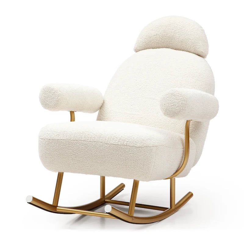 Fauteuil à bascule moderne en tissu sherpa pour chambre de bébé