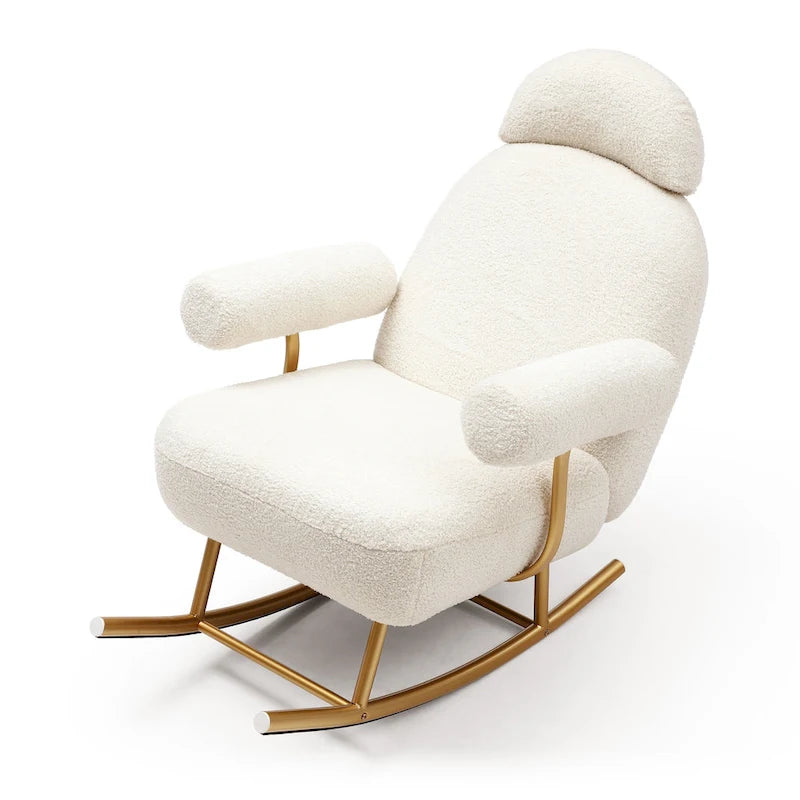 Fauteuil à bascule moderne en tissu sherpa pour chambre de bébé