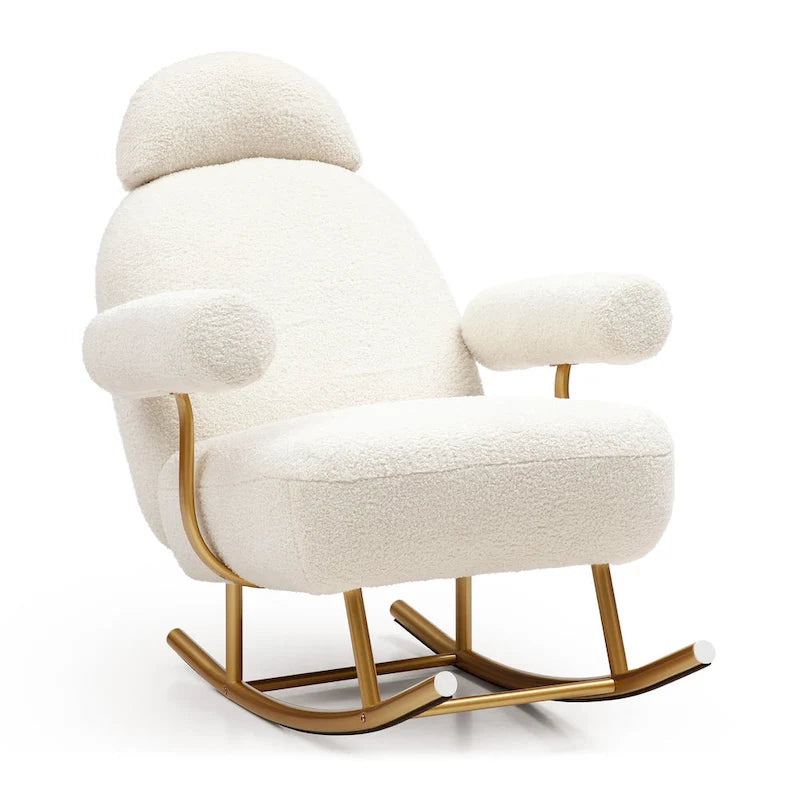 Fauteuil à bascule moderne en tissu sherpa pour chambre de bébé