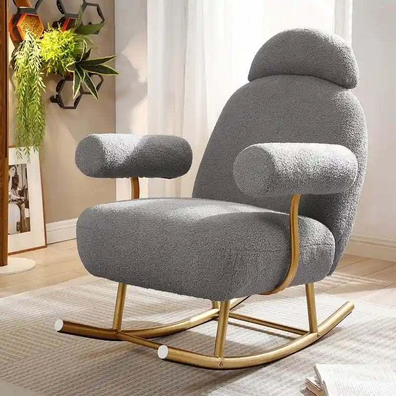 Fauteuil à bascule moderne en tissu sherpa pour chambre de bébé