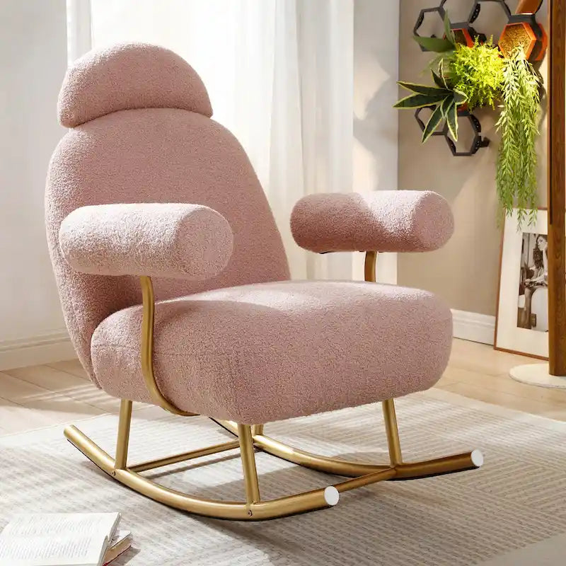 Fauteuil à bascule moderne en tissu sherpa pour chambre de bébé