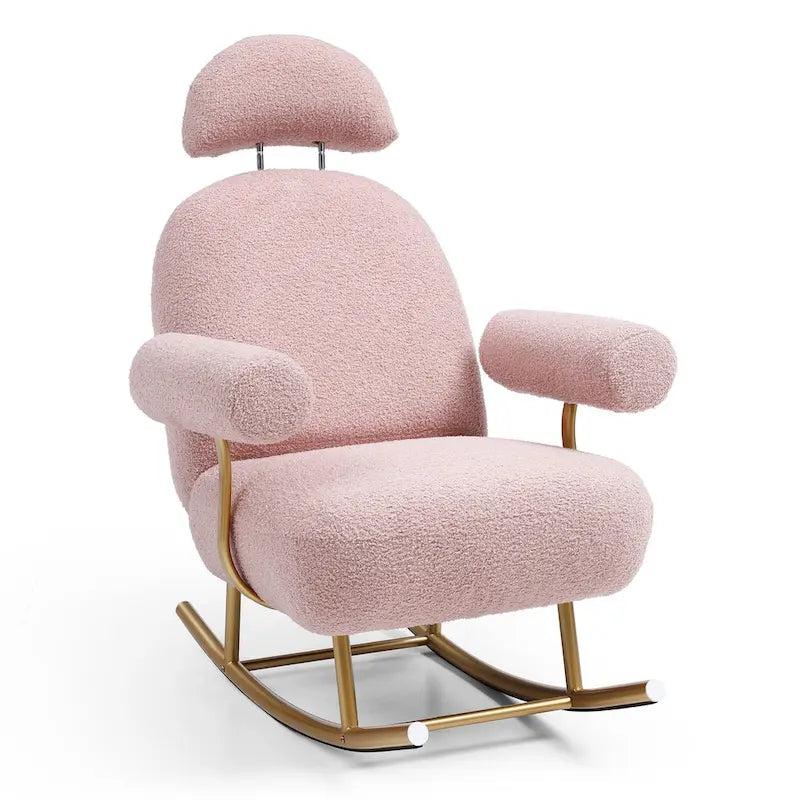 Fauteuil à bascule moderne en tissu sherpa pour chambre de bébé