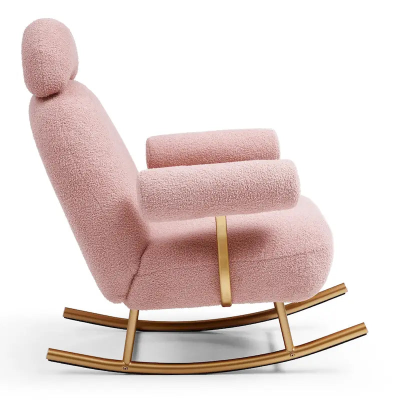 Fauteuil à bascule moderne en tissu sherpa pour chambre de bébé