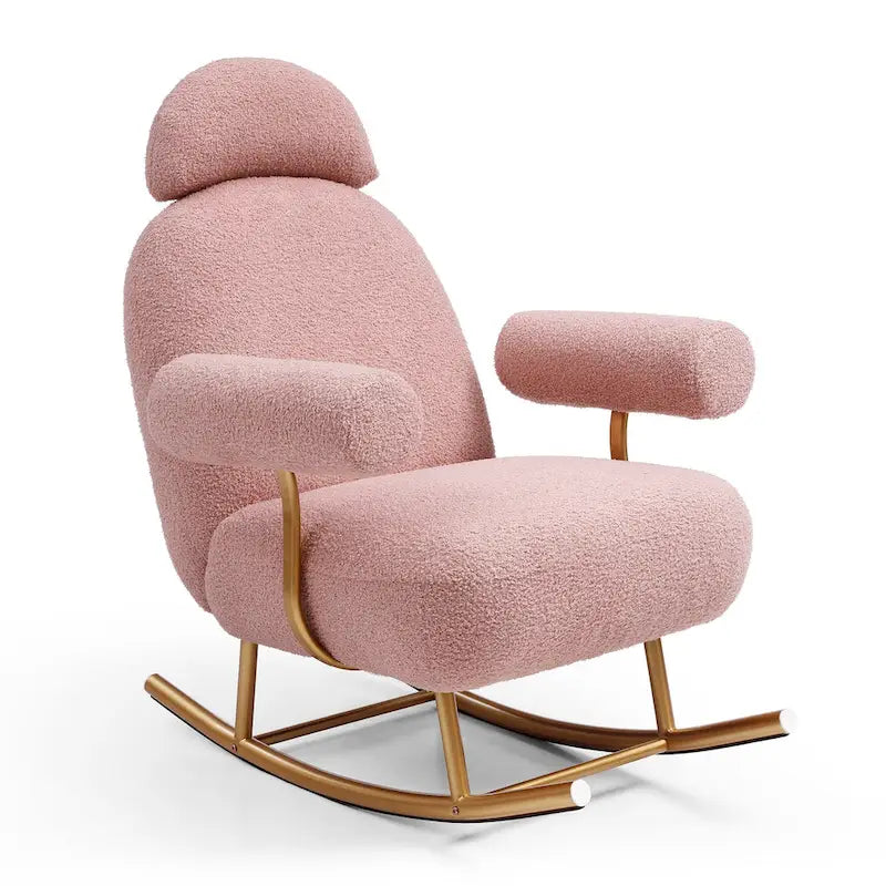 Fauteuil à bascule moderne en tissu sherpa pour chambre de bébé