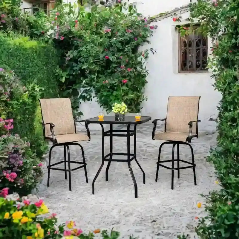 31.5W x 40H Terrassentisch aus Schmiedeeisen und Glas, Stehtischhöhe