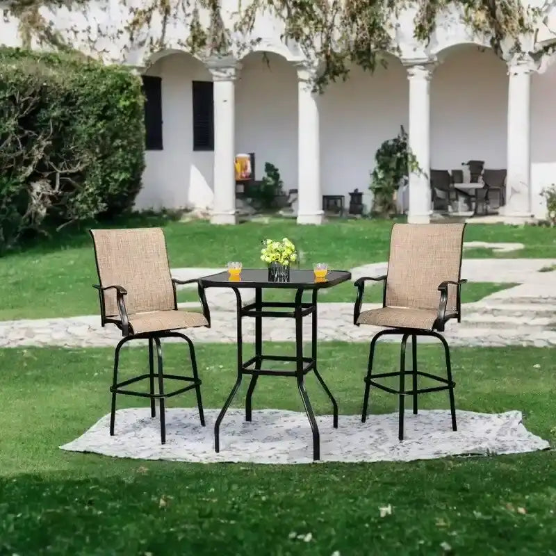 31.5W x 40H Terrassentisch aus Schmiedeeisen und Glas, Stehtischhöhe