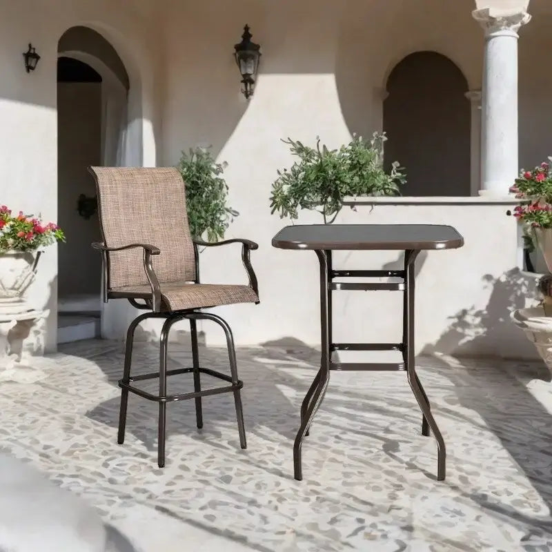 31.5W x 40H Terrassentisch aus Schmiedeeisen und Glas, Stehtischhöhe