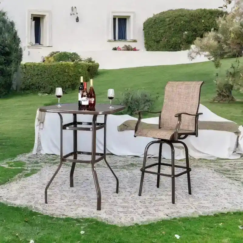 31.5W x 40H Terrassentisch aus Schmiedeeisen und Glas, Stehtischhöhe
