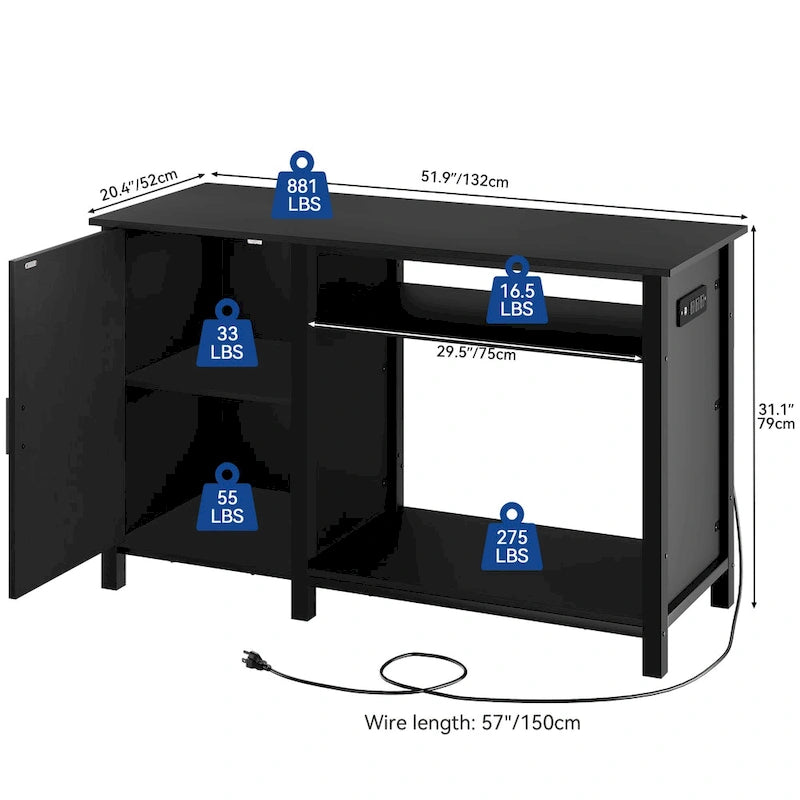 Aquarienunterschrank für Aquarien mit 55-75 Gallonen Fassungsvermögen, mit RGB-Lichtleiste