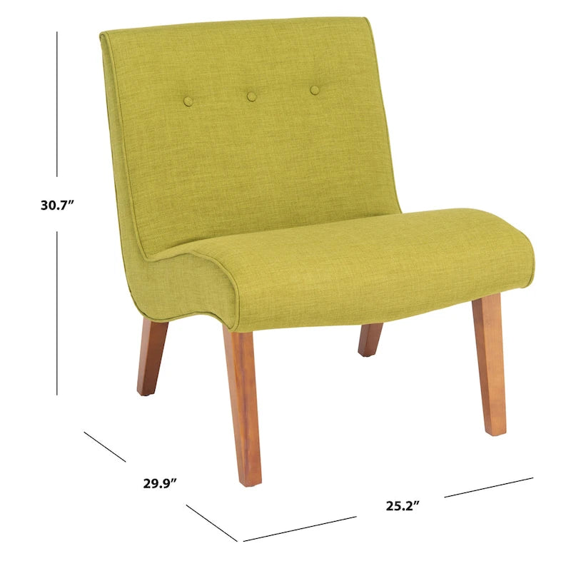 Stuhl in Waldgrün im Mid-Century-Stil - 25.2 x 29.9 x 30.7 - 25Wx30Dx31H