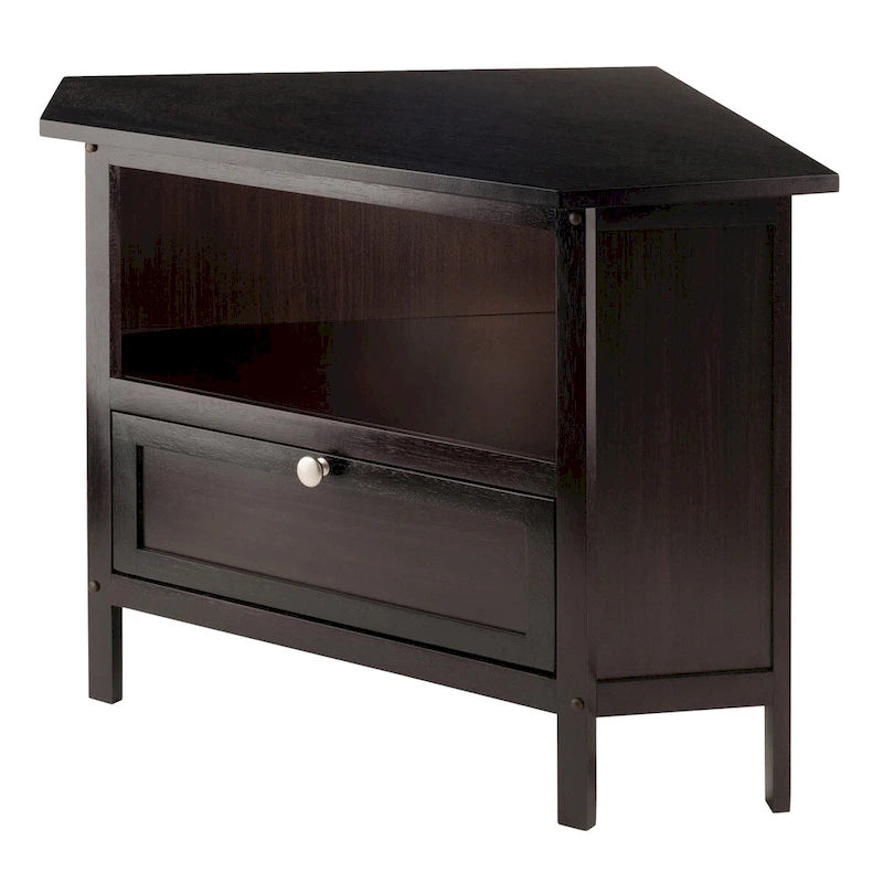Zena Corner TV and Media Stand, Espresso - 34.65 x 23.94 x 22.28 inches