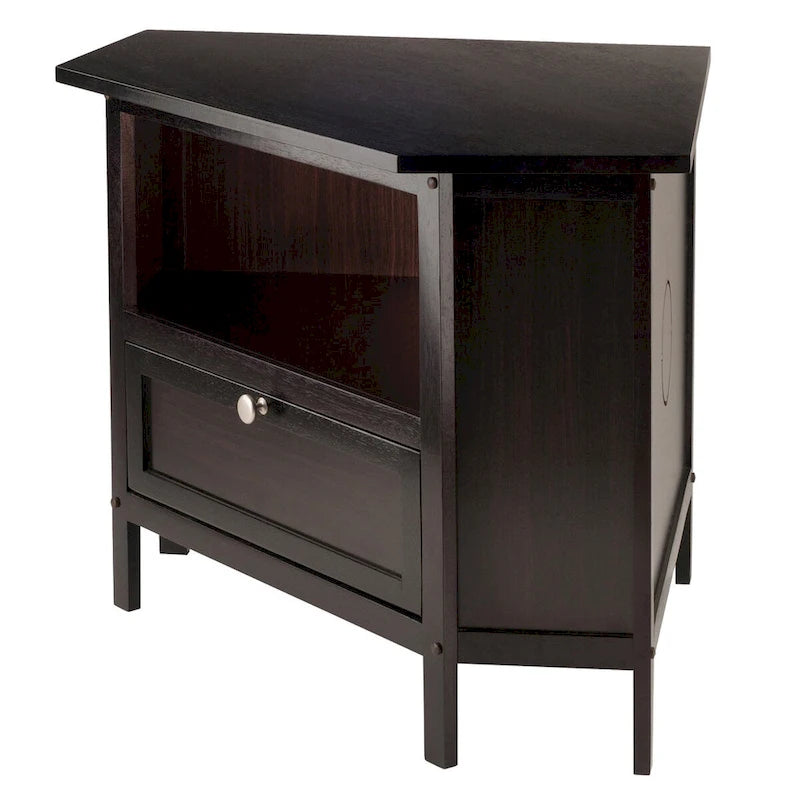 Soporte de esquina para TV y medios, espresso - 34.65 x 23.94 x 22.28 inches