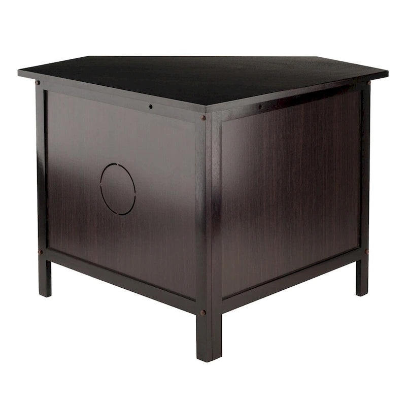 Soporte de esquina para TV y medios, espresso - 34.65 x 23.94 x 22.28 inches