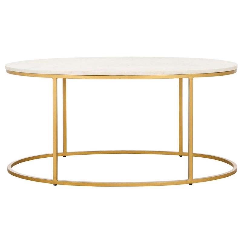 Mesa de centro de mármol (totalmente ensamblada) - 39 In. W x 21 In. D x 18.3 In. H - 39Wx21Dx18H