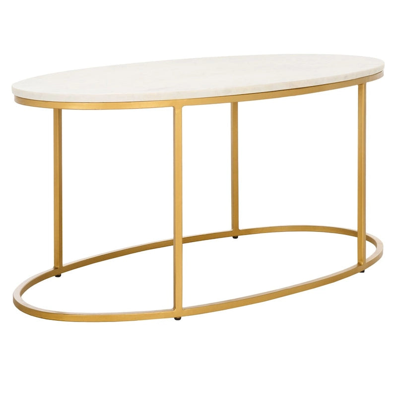 Mesa de centro de mármol (totalmente ensamblada) - 39 In. W x 21 In. D x 18.3 In. H - 39Wx21Dx18H
