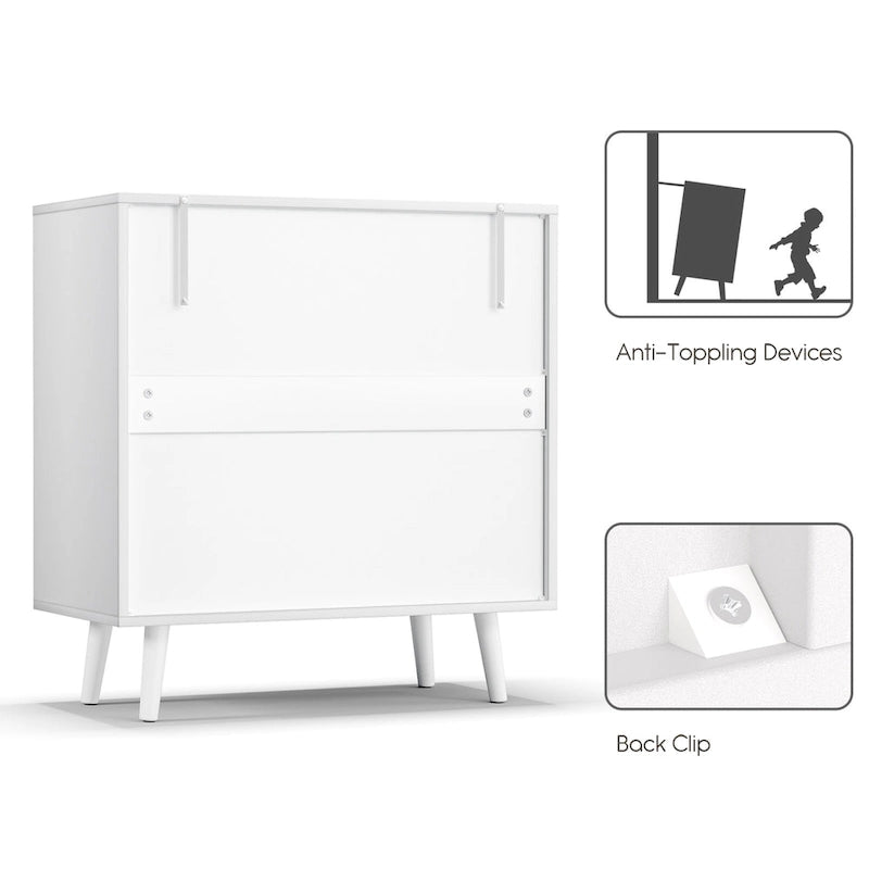 Commode blanche moderne du milieu du siècle à 3 tiroirs, en rotin, meuble de rangement pour chambre
