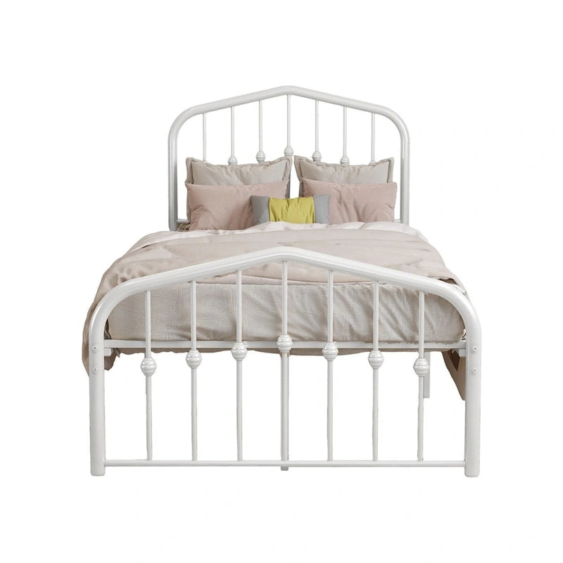 Estructura de cama con plataforma de metal y cabecera vintage