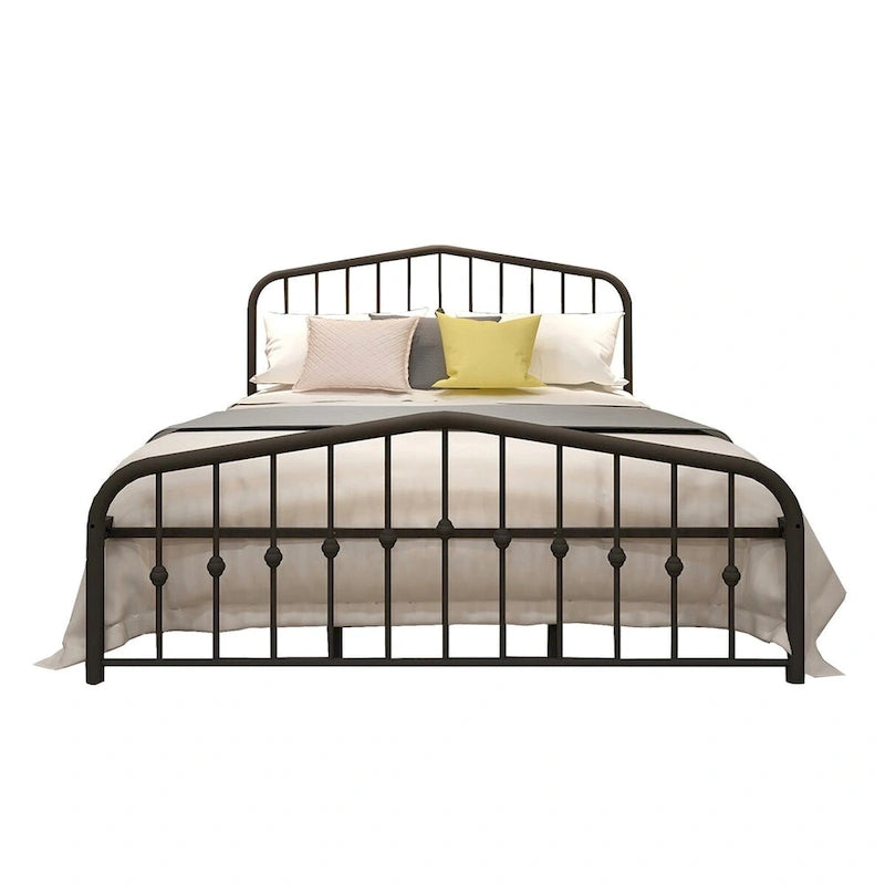 Estructura de cama con plataforma de metal y cabecera vintage