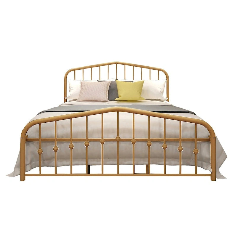 Estructura de cama con plataforma de metal y cabecera vintage
