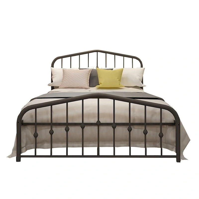 Estructura de cama con plataforma de metal y cabecera vintage