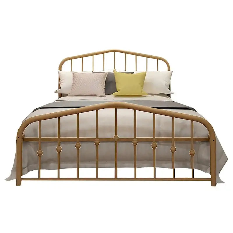 Estructura de cama con plataforma de metal y cabecera vintage