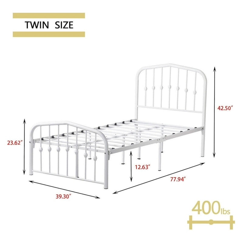 Estructura de cama con plataforma de metal y cabecera vintage