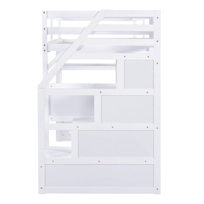 Lit mezzanine une place avec bureau et étagères