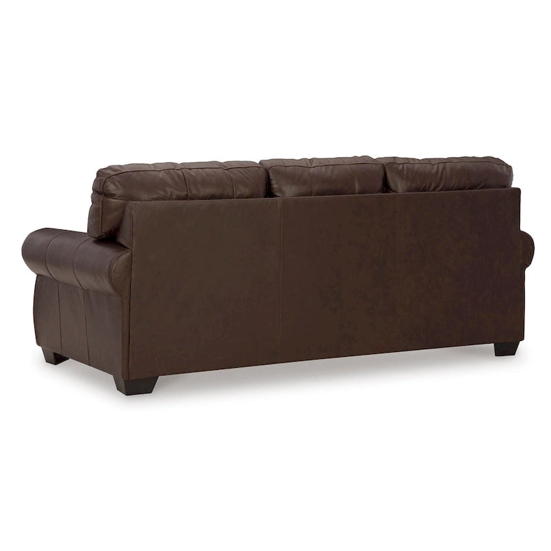 92-Zoll-Sofa mit Nagelkopfverzierung, Sitzkissen und braunem Lederbezug