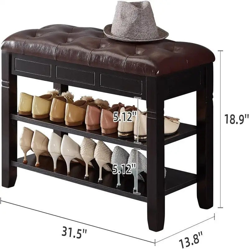 Banco zapatero con cojín - 31.5D x 13.8W x 18.9H