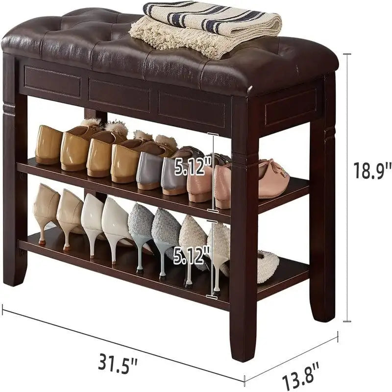 Banco zapatero con cojín - 31.5D x 13.8W x 18.9H