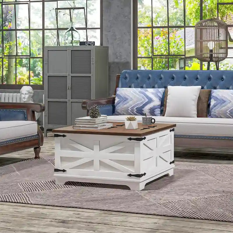 Couchtisch im Landhausstil mit Stauraum fürs Wohnzimmer